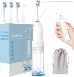 Portable Detachable Electric Toothbrush with Water Flosser, Washing & Care 2-in-1, Wireless Water Flosser Tooth Cleaning Kit 2.0, Combo IPX7 Waterproof Rechargeable Oral Irrigator, Suitable for Family Travel, Oral Health Gift Recommendation