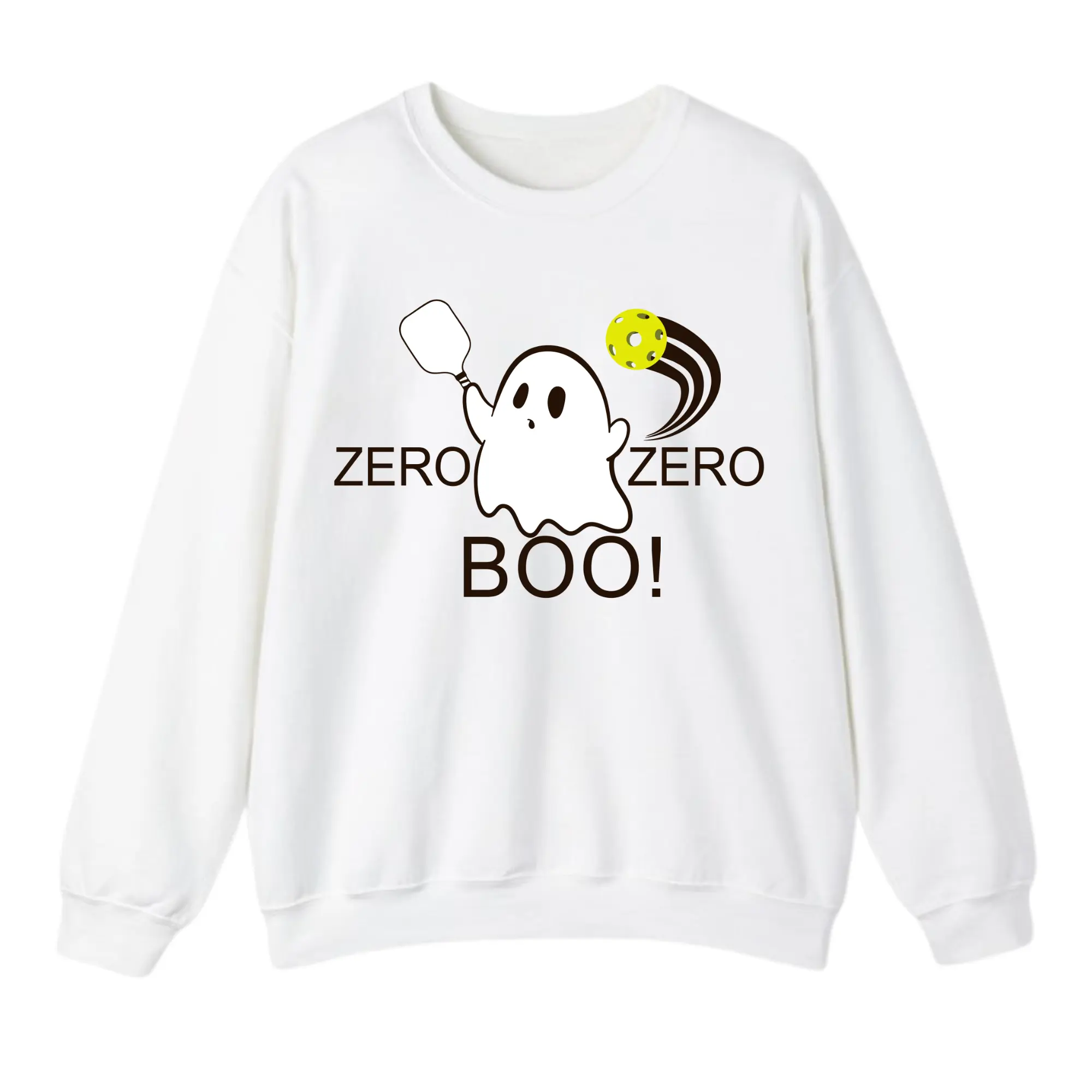 Ghost Pickleball Halloween Sweatshirt – Funny Spooky Pickleball Graphic Crewneck, Retro Fall Unisex Cotton Pullover