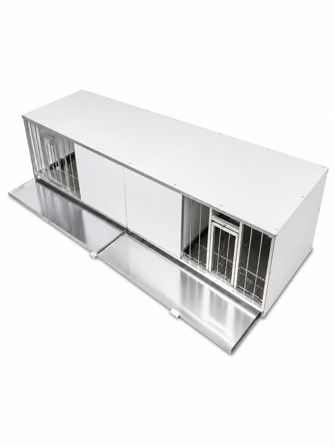 4-Compartment Aluminum Pigeon Cage with Removable Tray