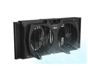 Comfort Zone 9" Twin Window Fan with Quiet Setting, 3-Speeds, Auto-Locking Expanders, Black
