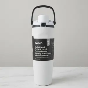Owala 30 oz FreeSip Sway Golf Travel Tumbler Water Bottle Limited Edition White Double-Wall Insulation Leak-Proof Lid BPA-Free Stainless Steel Drinkware - Cup