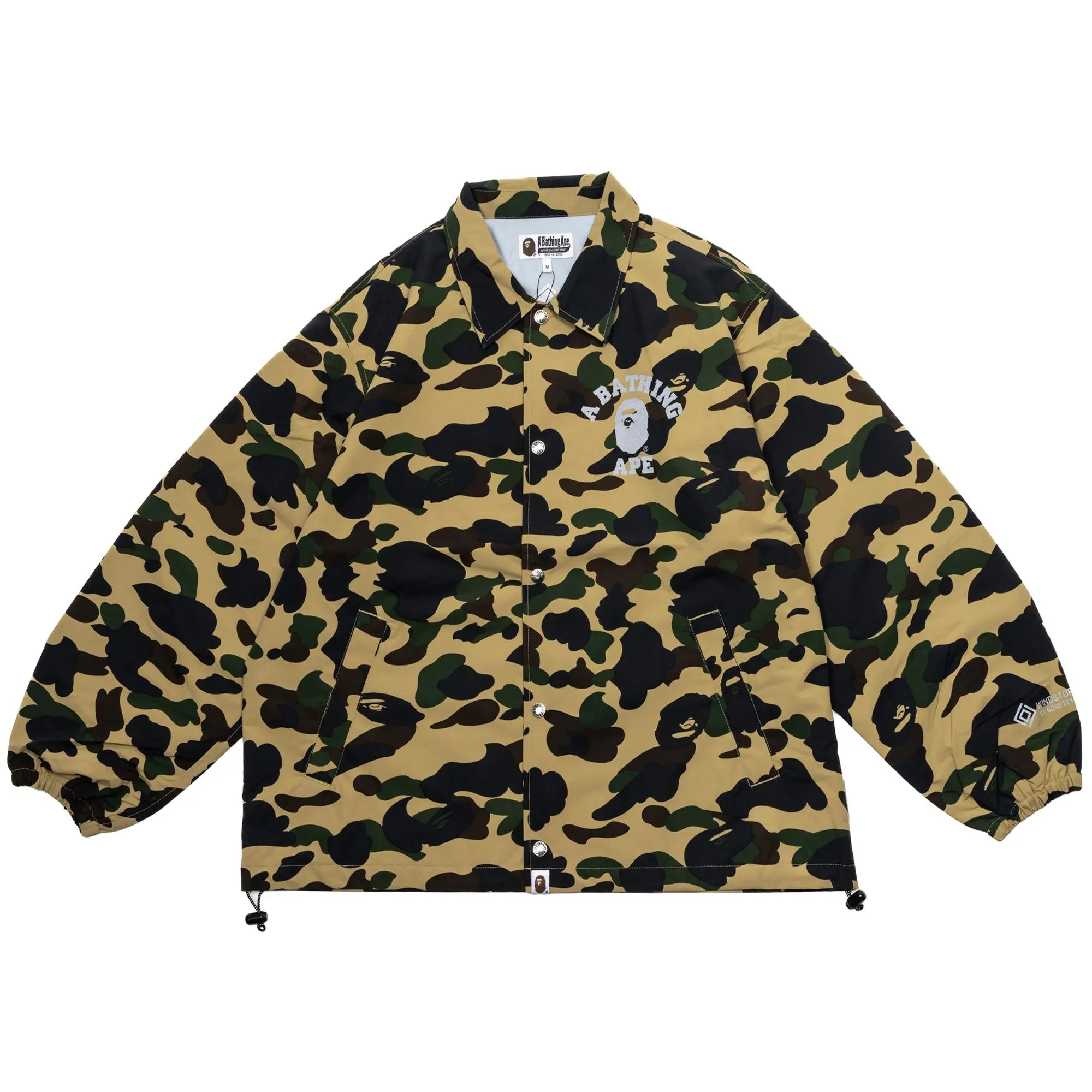 Men's A Bathing Ape Camouflage Gore-Tex Wind Stopper Relaxed Outerwear Jacket - Yellow Shell Coat, Menswear, Style 001LJK701005M, 1st Camo