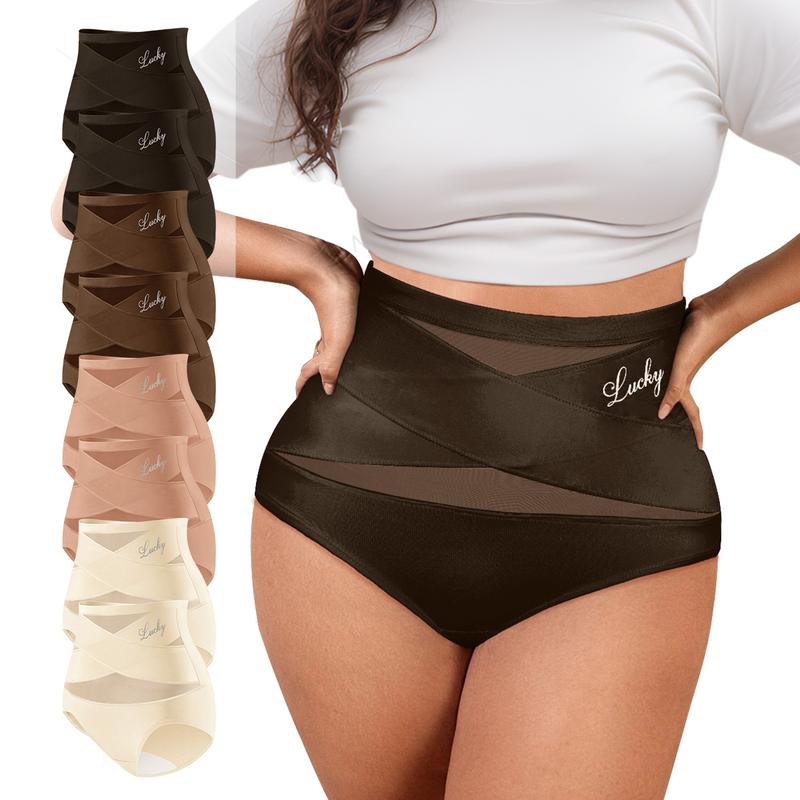 Morelect Women's High-Waist Panties,3/4/5/6/8 Pack Lucky Letter Logo,Cross-Mesh Panel Underwear,Ultra Soft Comfort Fit Briefs - Womenswear Morelect Women's High-Waist Panties,3/4/5/6/8 Pack Lucky Letter Logo,Cross-Mesh Panel Underwear,Ultra Soft Comfort Fit Briefs - Womenswear