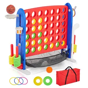 GARVEE Rocket Jumbo Floor Game - Strategy Board Game, 10.2cm In-Row Design, 3-Level Height Adjustable, 4-Point Scoring, Basketball/Golf/Ring Toss, Mesh Fabric, Carrying Bag Included, for Family Fun Celebrations, Strategy Board Games