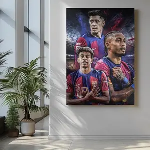 Barcelona Poster - Lewandowski, Raphinha, Lamine Yamal - Football Poster - Digital Print - Football Art - Soccer Poster