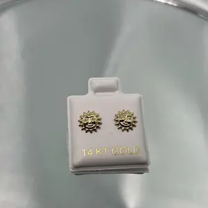 14k Gold Screw Back Earrings with Sun Shaped Design Elegant and Perfect for Gift 14 KT GOLD