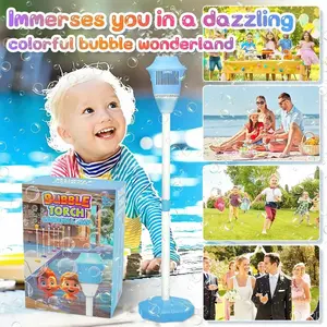 Summer Party LED Music Bubble Machine Toys for Kids Outdoor Bubble Blower with Adjustable Stand Bubble Maker for Garden Birthday Wedding Activities Supplies#SummerVibes