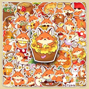 Cartoon Fox Pattern Sticker, 100pcs/set Cute Fox Sticker, DIY Decorative Sticker for Phone Case, Computer, Guitar, Bag, Water Cup, Scrapbook, Funny Stickers
