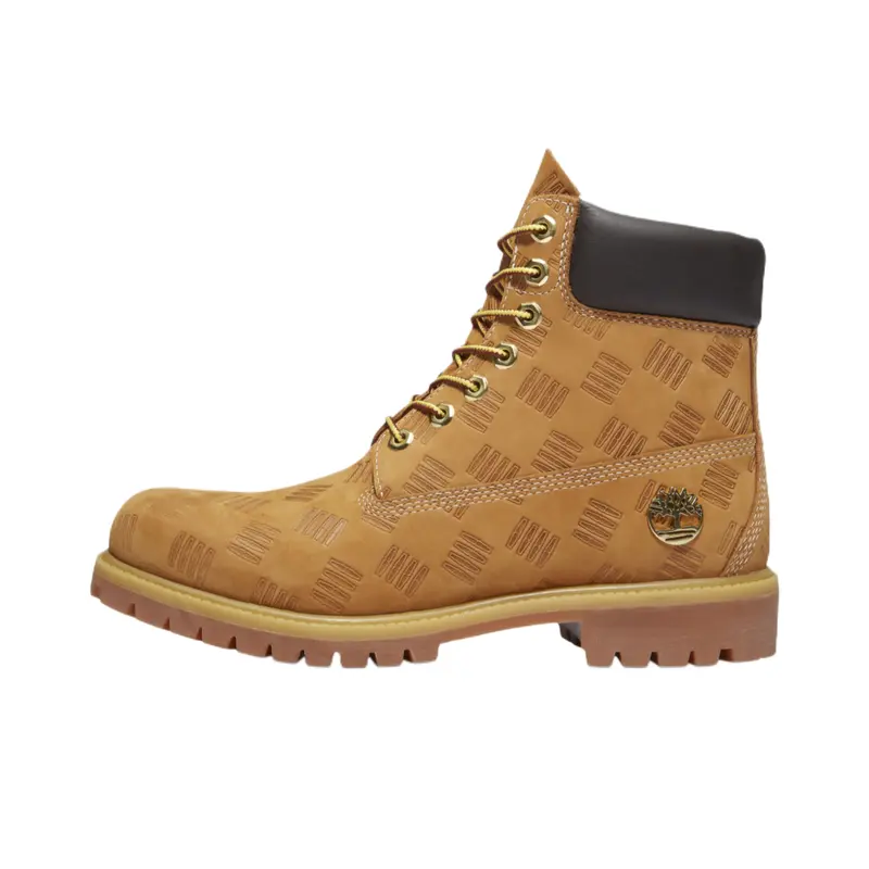 Timberland Men’s 6" Premium Waterproof Boot - Debossed Print Rain-Ready Leather Footwear, Padded Solid Classic Leather Built to Handle Rain and Mud, Durable Rugged Rubber Sole, Men’s Shoes, Outdoor Casual Walking Sports Footwear