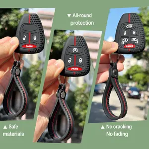Silicone Car Key Holder Case for Dodge Caliber Avenger Jeep Grand Cherokee Compass Patriot Chrysler Voyager Pacifica 300C Pt Cruiser Car Key Protector Key Fob Protector