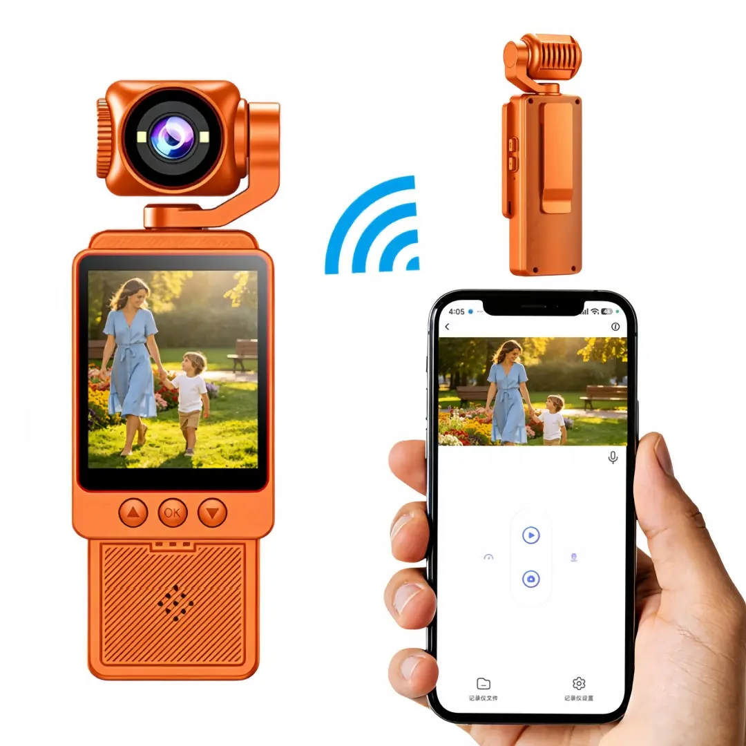 1080P Ultra-lightweight Pocket Camera, 4-in-1 Action Camera | 270° Rotating Lens, Action Camera, Outdoor Recording Camera for Cycling, Sport Camera, Audio-Visual Compact Camera, Wearable Camera, Suitable for Vlog, Cycling, Travel, Christmas gift