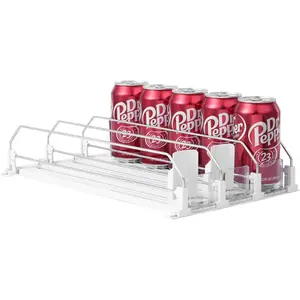 Automatic Soda Can Organizer for Fridge – Self-Pushing Drink Dispenser, Holds 12–20oz Cans (Up to 15), Space-Saving Beverage Storage Rack