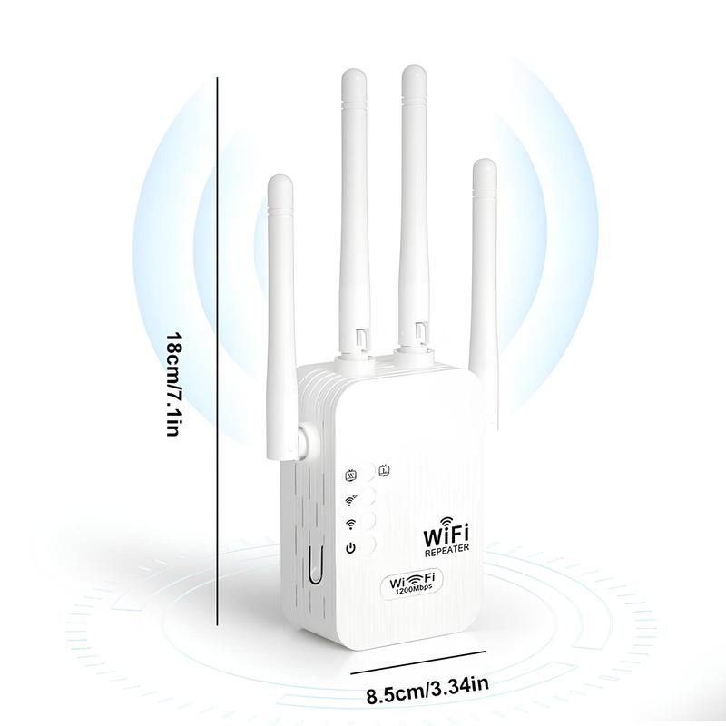 CENPIN 2026 WiFi Extender 4-Antennas, 1200Mbps Dual Band (5GHz/2.4GHz) - Covers 10,000 Sq. Ft., Supports 50 Devices, Repeater/AP with Ethernet Port, Perfect for Home & Office Use, Boost Your Signal for Seamless Streaming & Gaming