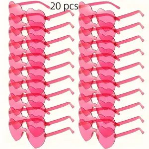 20pcs fashionable cross-border heart-shaped frameless glasses, candy color matching fashionable and versatile high-end style, novel party supplies for wedding parties, graduation ceremonies, birthday parties, etc., unisex dressing glasses
