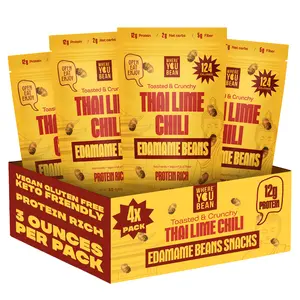 Where You Bean Thai Lime Chili Edamame Snack – Crunchy Asian Bean Snack | Keto, Vegan, High Protein | Low Carb Healthy Snack (3oz 4-Pack)