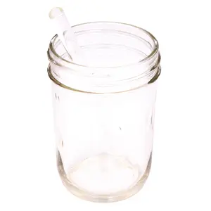 Short 5 3/4" Glass Straws for Half Pint Mason Jars 4 Pack + Cleaner