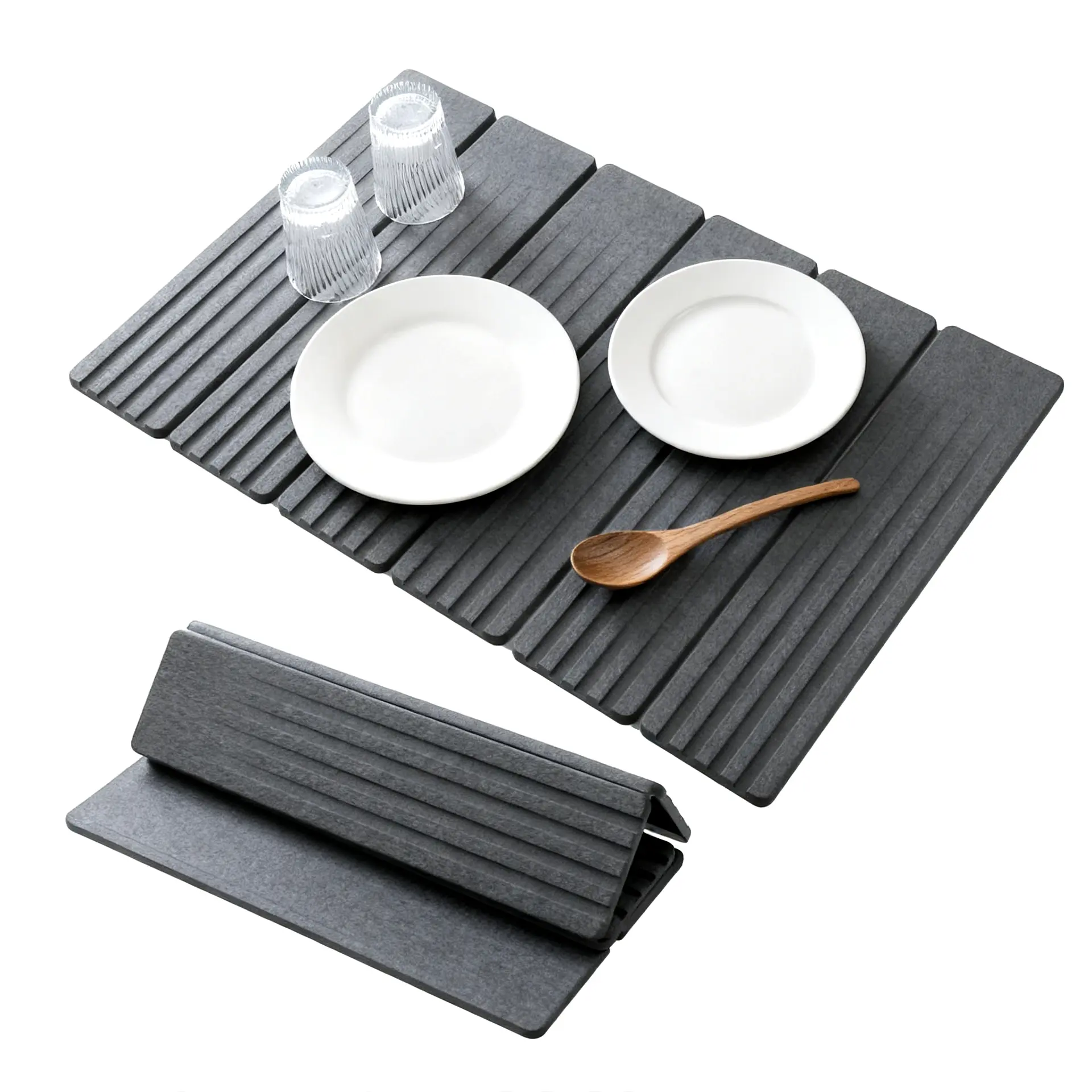 Gaomon Diatomite Stone Mat for Kitchen Sink - Fast-Drying, Non-Skid, Foldable Tableware Dish Pad, Heat-Resistant for Hot Pots, Multi-Use Bath Mat