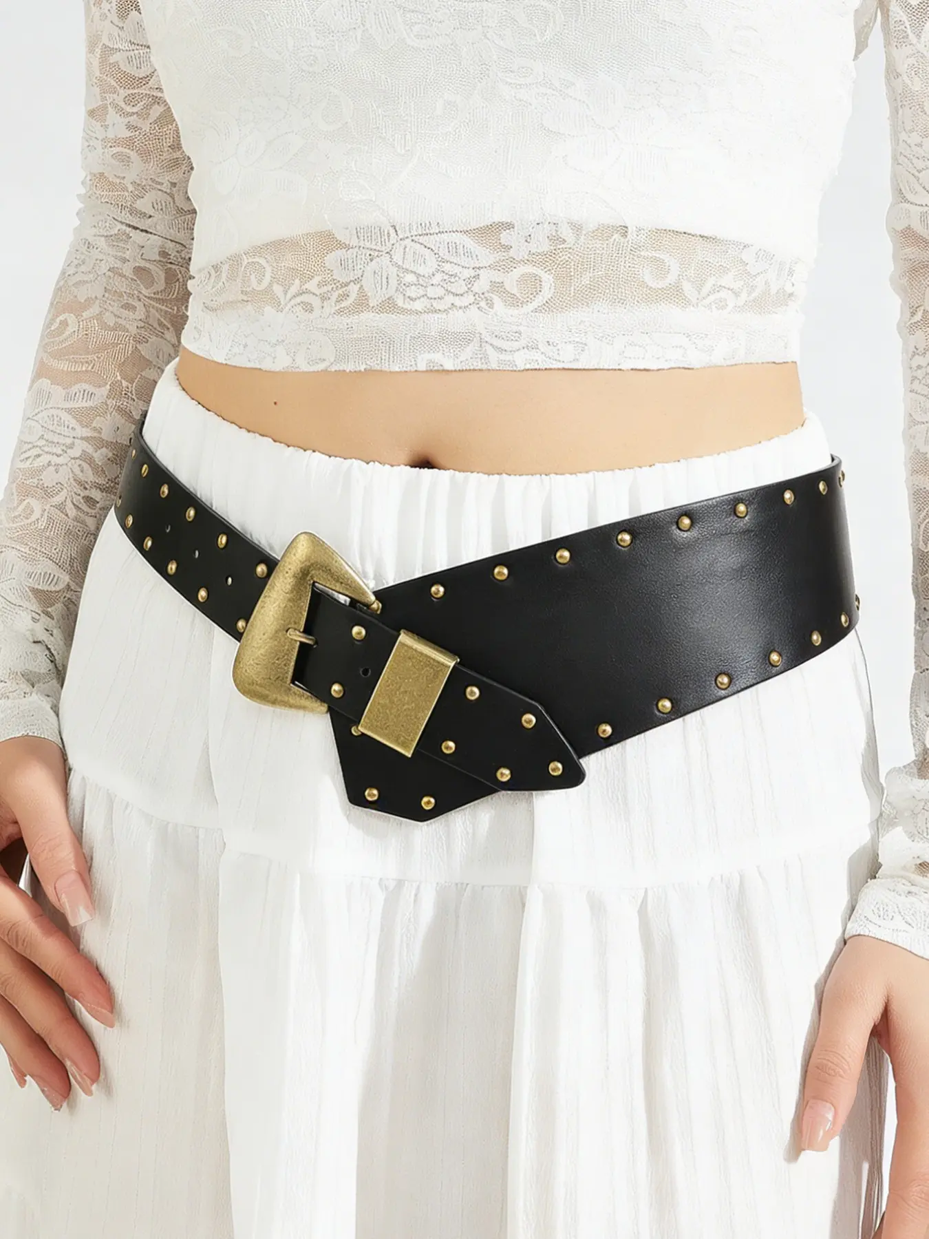 Women's Waist Belt, Y2K Street Boho Vintage Rivet Decorative Belt, Studded Belt Buckle, Suitable for Dresses, Shorts, Pants, Jackets, T-Shirts, Fashion Belt, Boho Style Belt