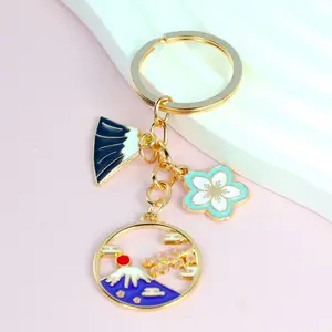 Japan Lover Keychain, Japan Traveling Lover Keychains, Gift For Traveler Japan Lover, Wanderlust Japan Keychain, Sakura And Mount Fuji Charm