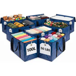 Heavy Duty Moving Bags - Water Resistant Storage Bags or Storage Bins with Lids and Moving Supplies - Large Moving Boxes for College Dorm, Travel, Closet Organization - 8 Pack
