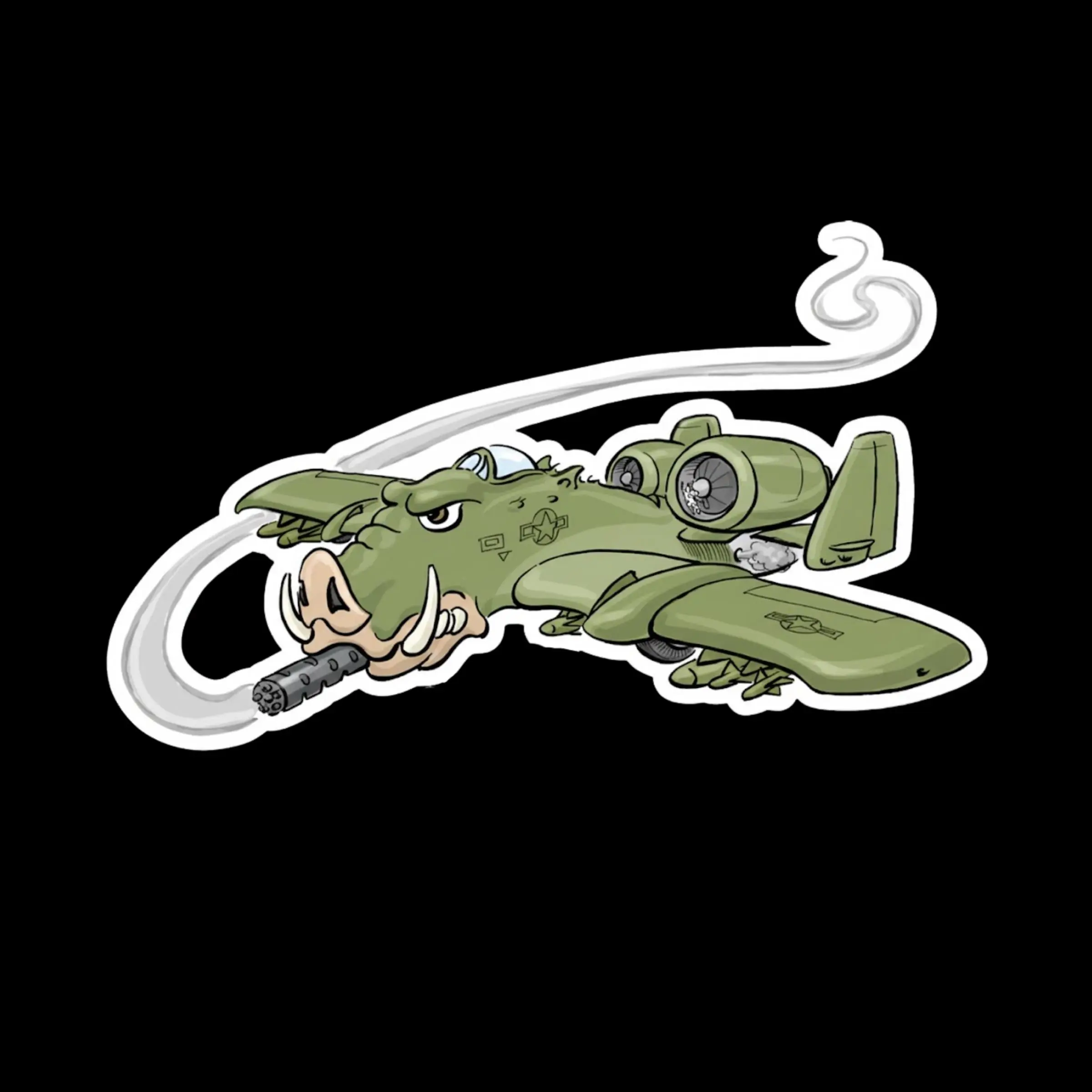 Warthog Attack Plane Sticker, Armed Military Aircraft, Tactical Aviation Vinyl Sticker
