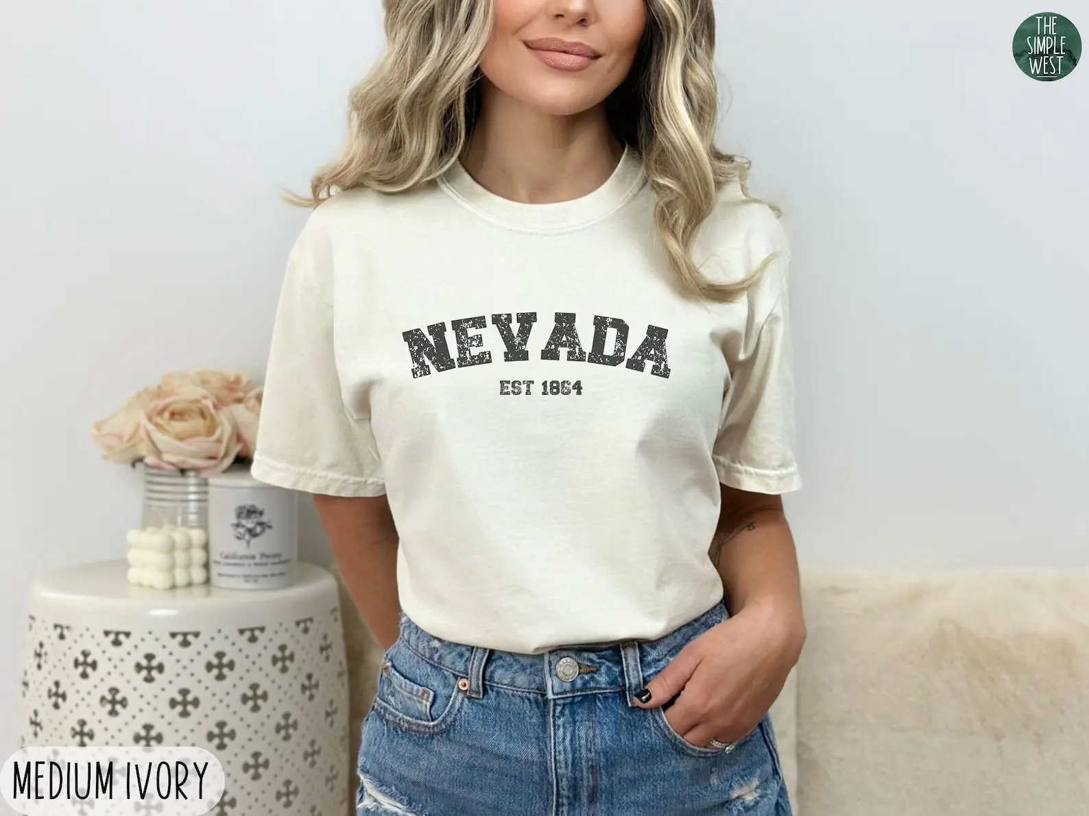 Nevada  Shirt, Women’s Nevada Crewneck Tee, Home State Shirt, Moving to Nevada Gift, Nevada Travel Souvenir, Nevada Apparel