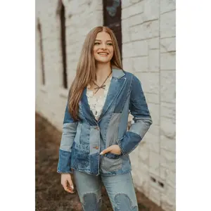 Wrangler X Lainey Wilson Patchwork Blazer in Patchwork Blue 112360673