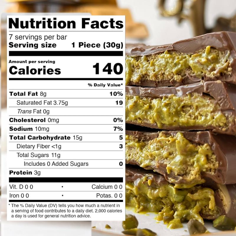 BeeMax Dubai Chocolate Bar 3.36 oz Premium Belgian Milk Chocolate with Golden Kadayif Tahini & Pistachios