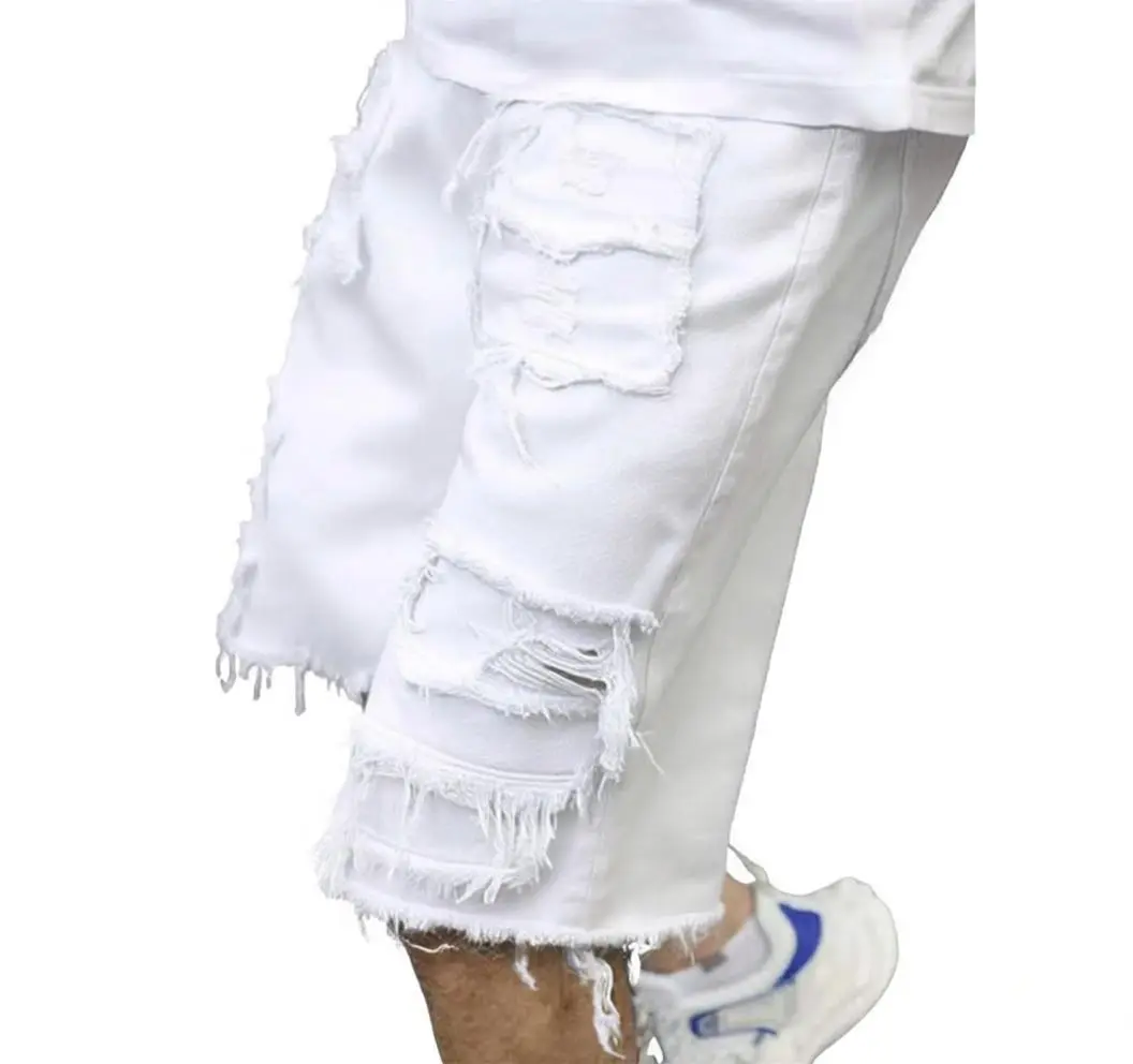 Raw Hem Denim Shorts with Rips &ndash; Edgy Urban Casual Warm-Weather Essential