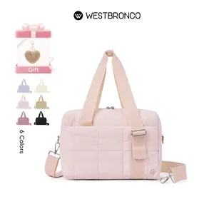 WESTBRONCO Puffer Small Women Gym Bag 2026 Chic Crossbody Fashion Bag Quilted Lightweight Waterproof Hand Shoulder Bag Capacity Duffel Bag for Travel Stylish Workout Bag Valentine's Gift for Her TikTokShopJumpstartSale