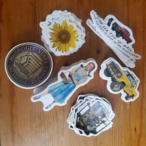 6 twister theme stickers.