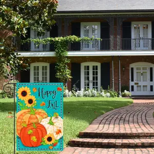 Thanksgiving Pumpkin Sunflower Garden Flag, Vertical Double-Sided Autumn Decoration, 12x18 Inch Outdoor Welcome Banner Gift