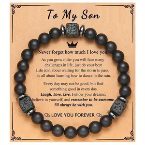Exquisite Black Beads Bracelet Inspirational Birthday Christmas Gift For Son Believe In Yourself You Are The Best