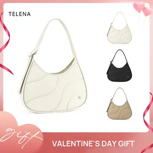 Telena Shoulder Bag Puffer Crescent Bags for Women Quilted Hobo Handbags Lightweight Clutch Purse Gift Commuter Bag Valentine's Day gift