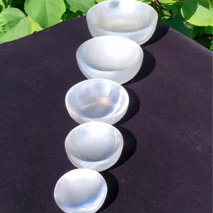 1pc Natural Selenite Bowl Carving, Crystal Specimen, Home Decor, Meditation Crystal, Christmas Gift, Moon Decoration, Natural Stone Decor