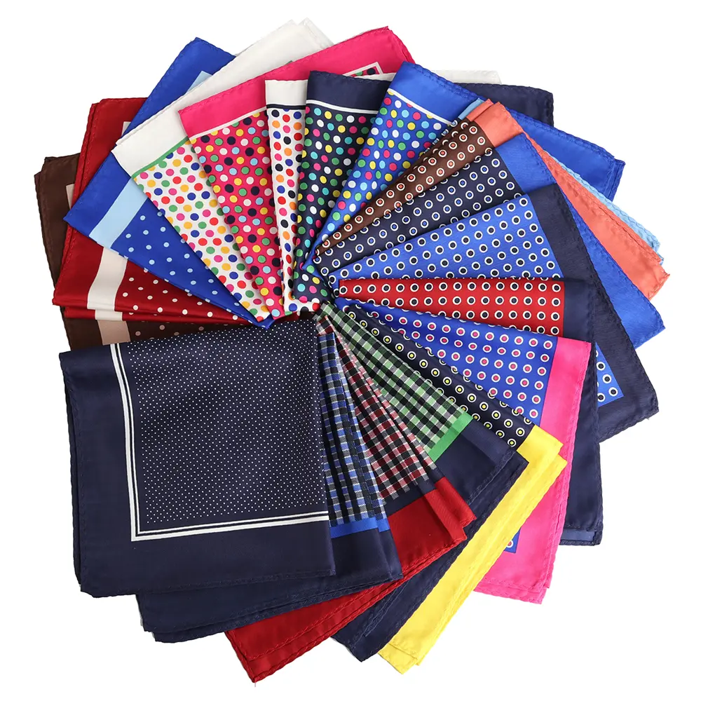 Tailor Smith Men's Large Vintage Pocket Squares - Polka Dot, Checked, Paisley Designs - Luxury Suit Handkerchief Accessories for Men