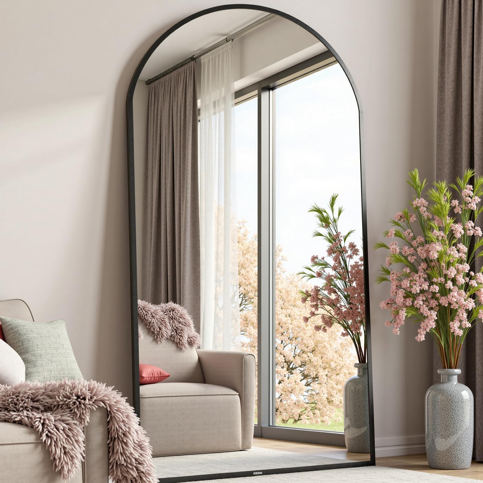 71"x26" Full Length Mirror Extra LargeMirror Full Length 71"x26" Full Body Floor Mirror with Stand, Shatterproof Glass, Aluminum Alloy Frame, Free Standing Wall Mounted or Leaning Arched Mirrors for Bedroom Living Room Entryway