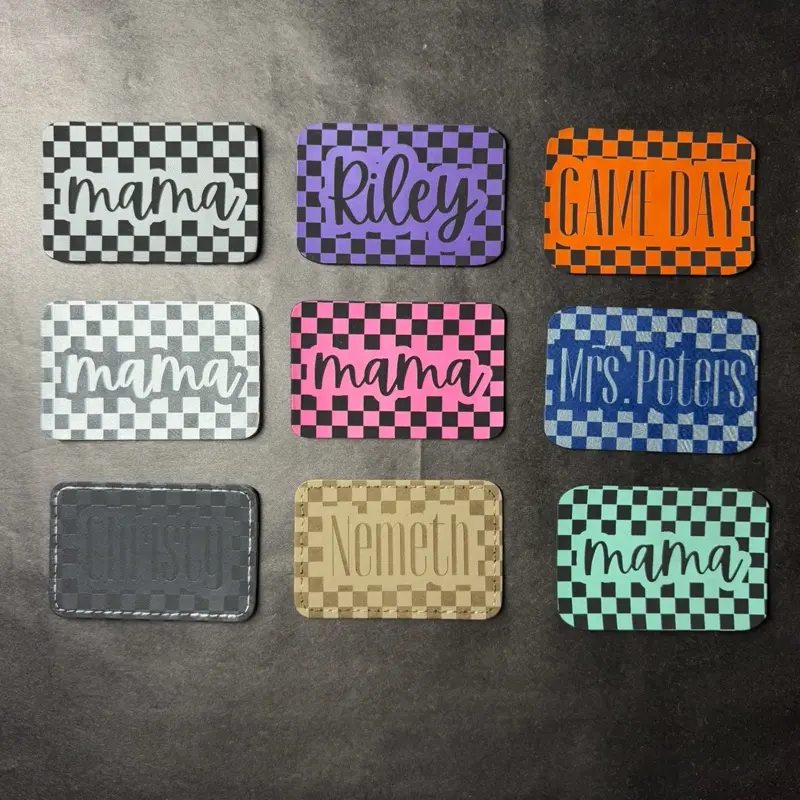 Checkered Print Name Patch - personalized name 3x2 inch patch - pick your color