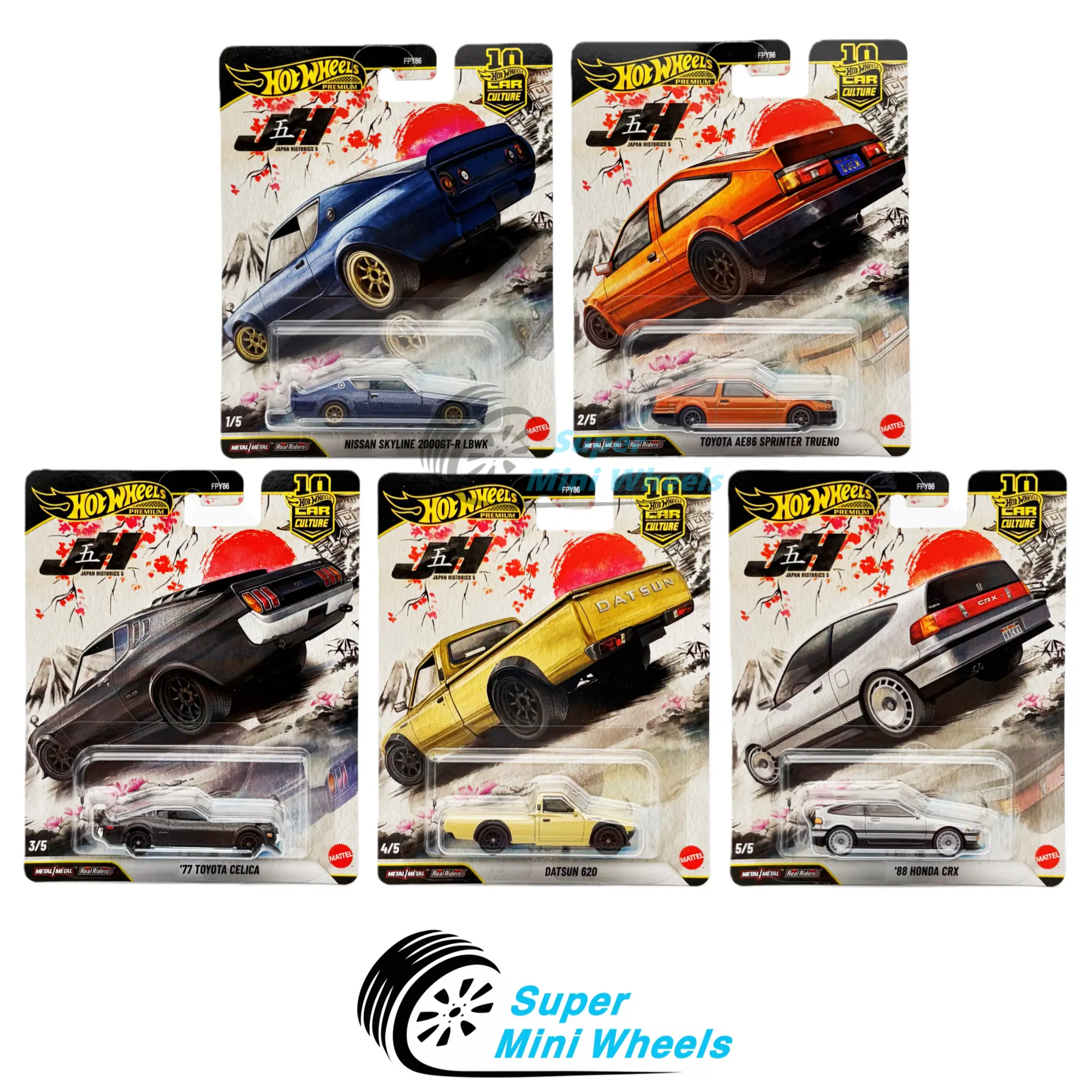Hot Wheels 1:64 Car Culture 2026 P Case – Japan Historics 5 Set