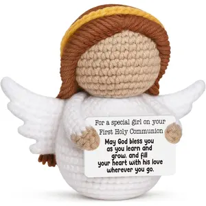 Communion Gifts for Girls Kids, 1st Communion Decorations for Little Goddaughter, Angel Crochet Catholic Baptism Christian Religious Gift Ideas, Easter Basket Stuffers For Teens Goddaughter