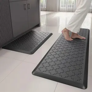 2PCS Heavy Duty Anti Fatigue Kitchen Floor Mats Set Non Slip Cushioning PVC Rug forHome Bathroom Laundry Room Durable Comfortable
