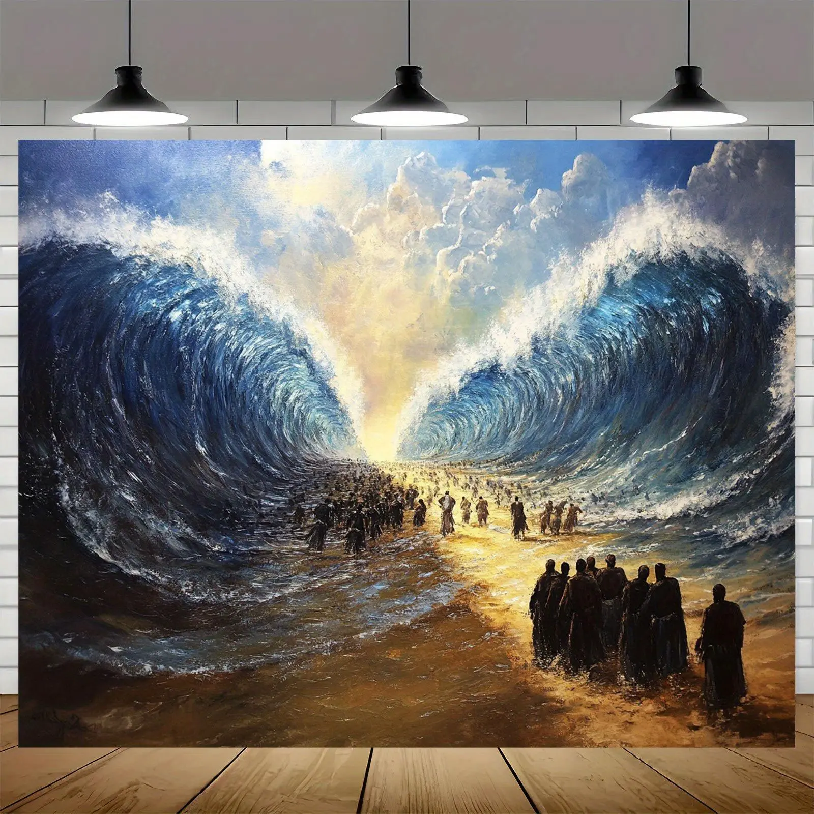Extra Large Moses and Red Sea Party Backdrop - 2D Flat Polyester Photo Studio Prop, Vibrant Wall Decor for Events & Parties, Seasonal Holiday Decoration, Party Photo Backdrop | Biblical Scene Decor | Durable Polyester, Party Decorations Banners White