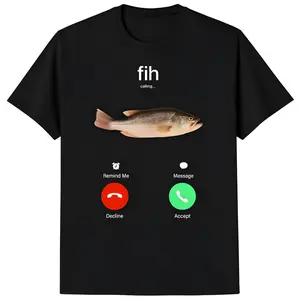 Fih Calling Remind me Message Decline Accept Phone Call Fish T-Shirt,Unisex Crewneck T-shirt for Men And Women graphic tee