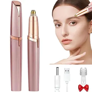 Electric Eyebrow Hair Remover with LED Light, Stainless Steel Blade, Rechargeable, Painless & Anti-Allergenic Eyebrow Trimmer, Multi-Functional Facial Hair Removal Tool for Clean Skin