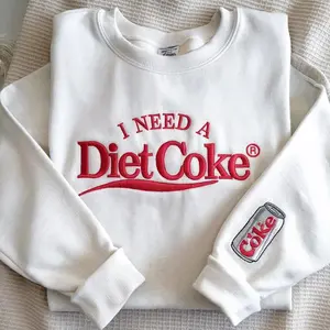 EMBROIDERED Diet Coke Ghost Sweatshirt, Funny Coke Can Shirt, Vintage Soda Lover Sweater, Vintage Diet Coke Crewneck, Retro Coke Sweatshirt
