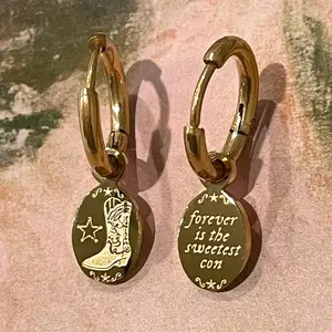 Forever Cowboy Dainty Double-Sided Mini Hoop Earrings woman earring