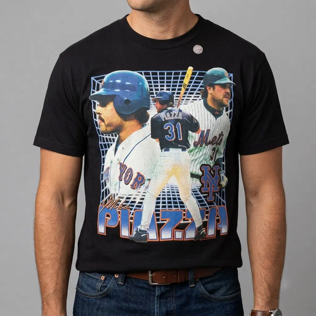 Mike Piazza Mets Shirt, Vintage Baseball Player Graphic Tee, Retro Mets Fan T-Shirt, Baseball Gift, Classic Sports Top