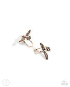 Soaring Sparrow - Gold Bird Ear Cuff Earrings - Paparazzi