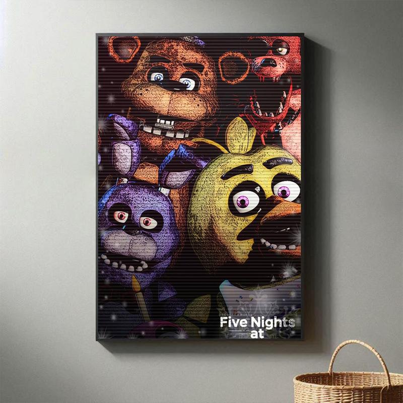 Five Nights at Freddy's Poster Freddy Wall Poster Celebrate Group Movie For Kids Room Bedroom Decor Game Lovers Canvas Art Print Teen Fans Girls Boys Birthday Gifts