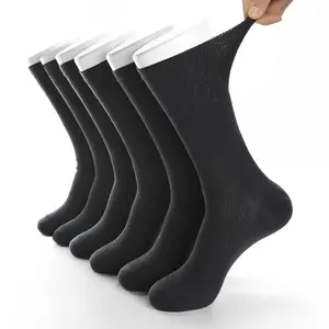 FEETALK Extra Stretchy Diabetes Socks 6 Pairs Powerful Black Support Mid Calf Length for Women & Men Comfortable Basic Minimalist Wear